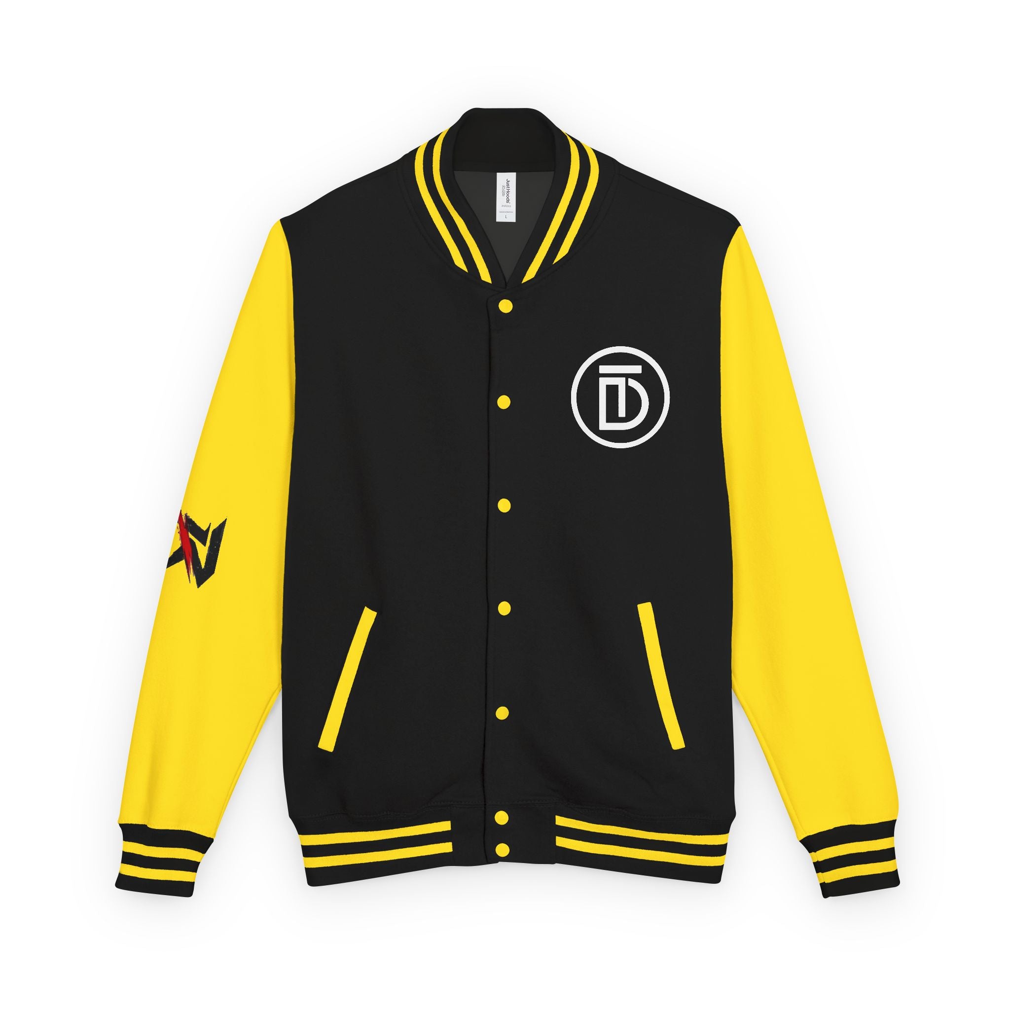 Letterman Jacket — Red & White 'Dictate' Varsity Jacket with Logo