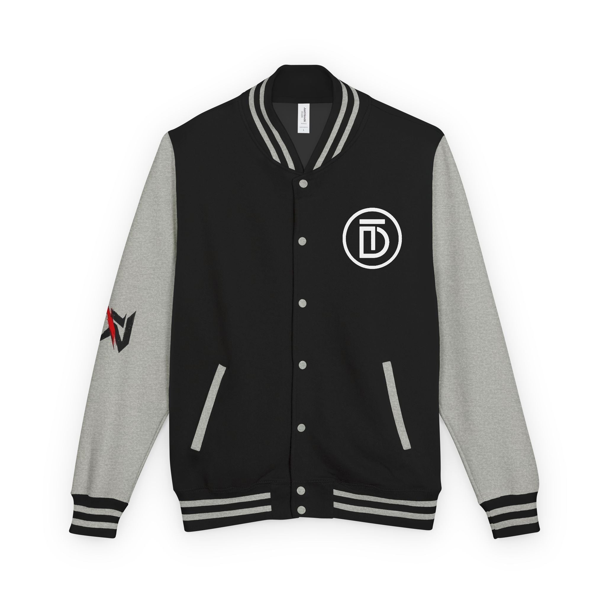 Letterman Jacket — Red & White 'Dictate' Varsity Jacket with Logo