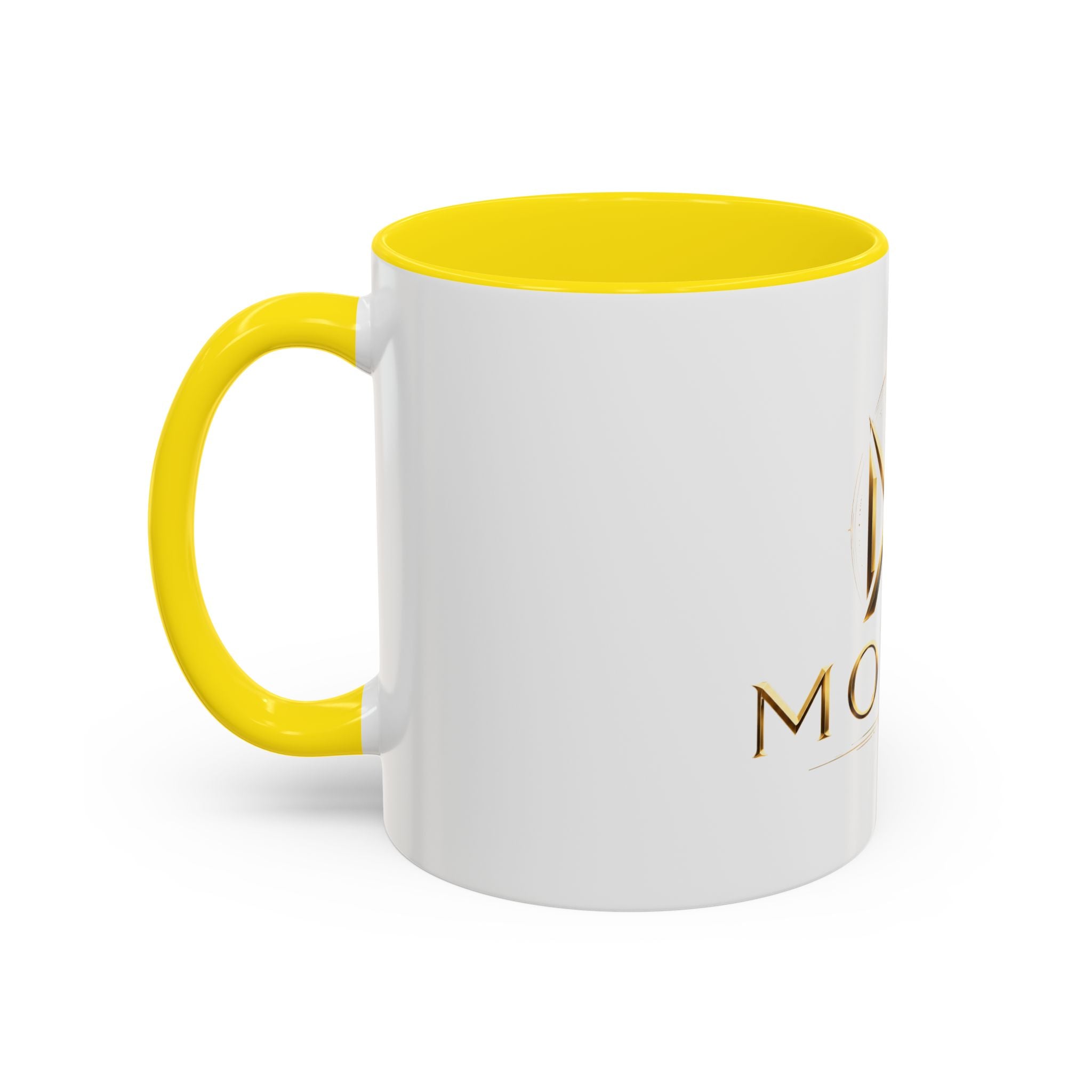 Gold MODOP Logo Accent Coffee Mug — 11oz Branded Ceramic Mug