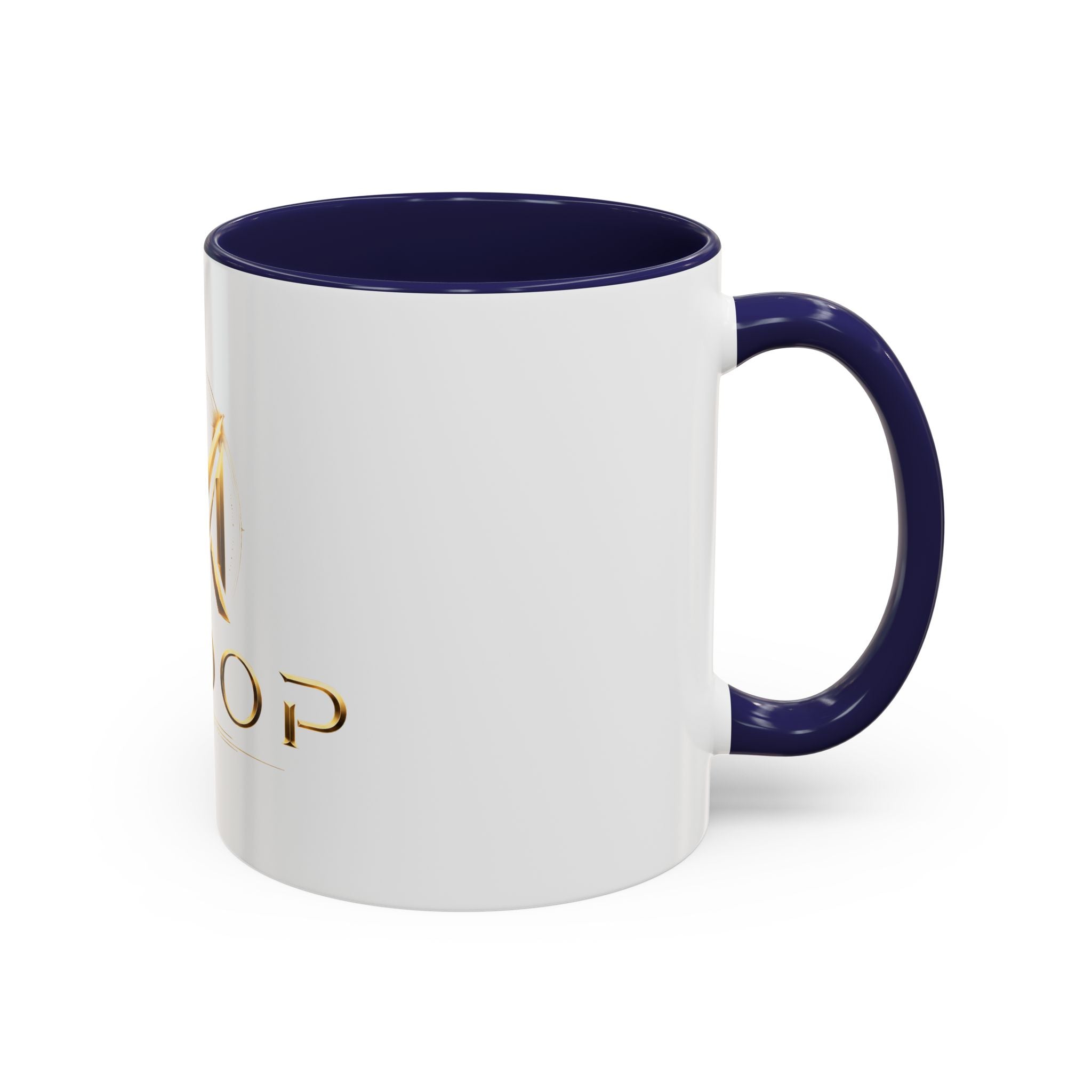 Gold MODOP Logo Accent Coffee Mug — 11oz Branded Ceramic Mug