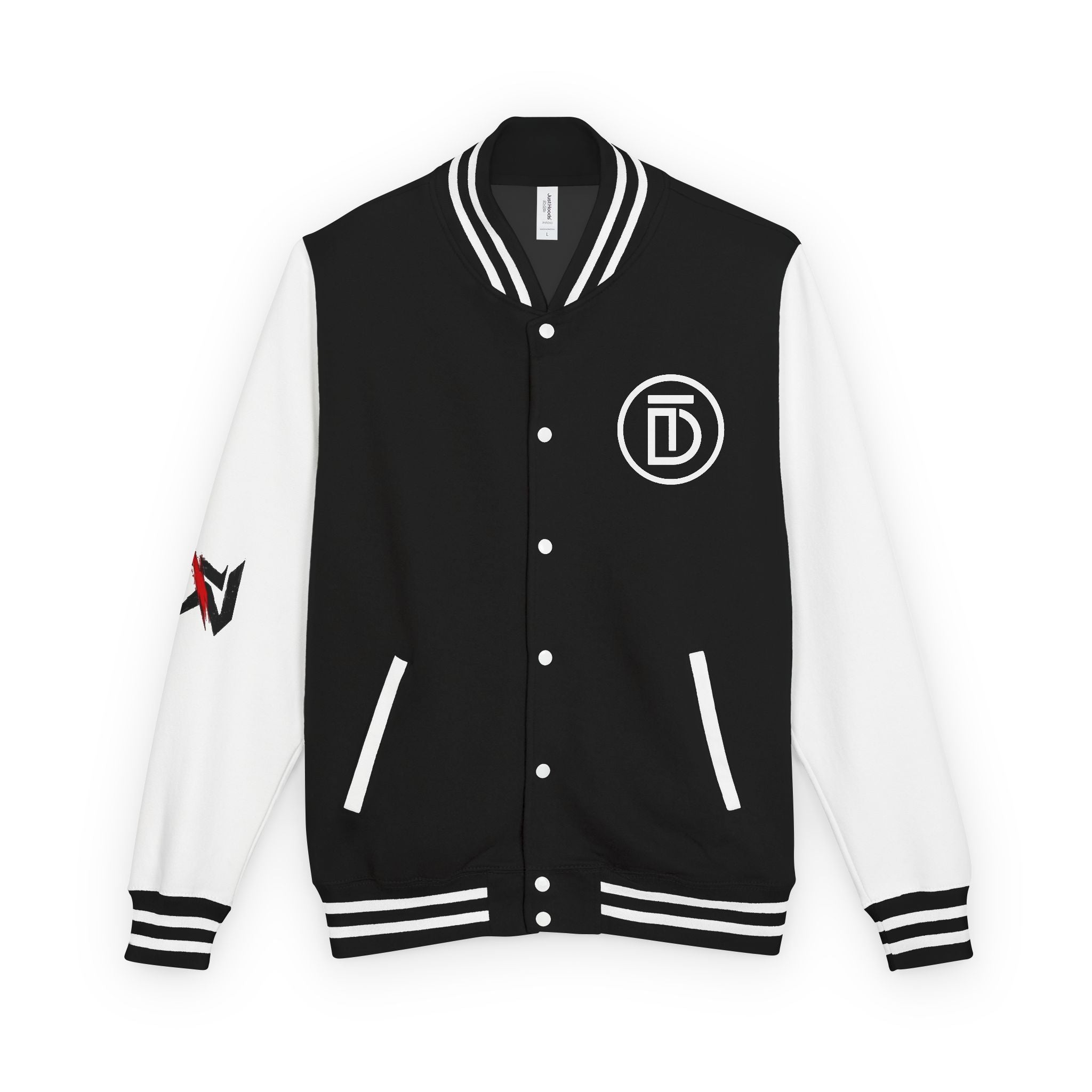 Letterman Jacket — Red & White 'Dictate' Varsity Jacket with Logo