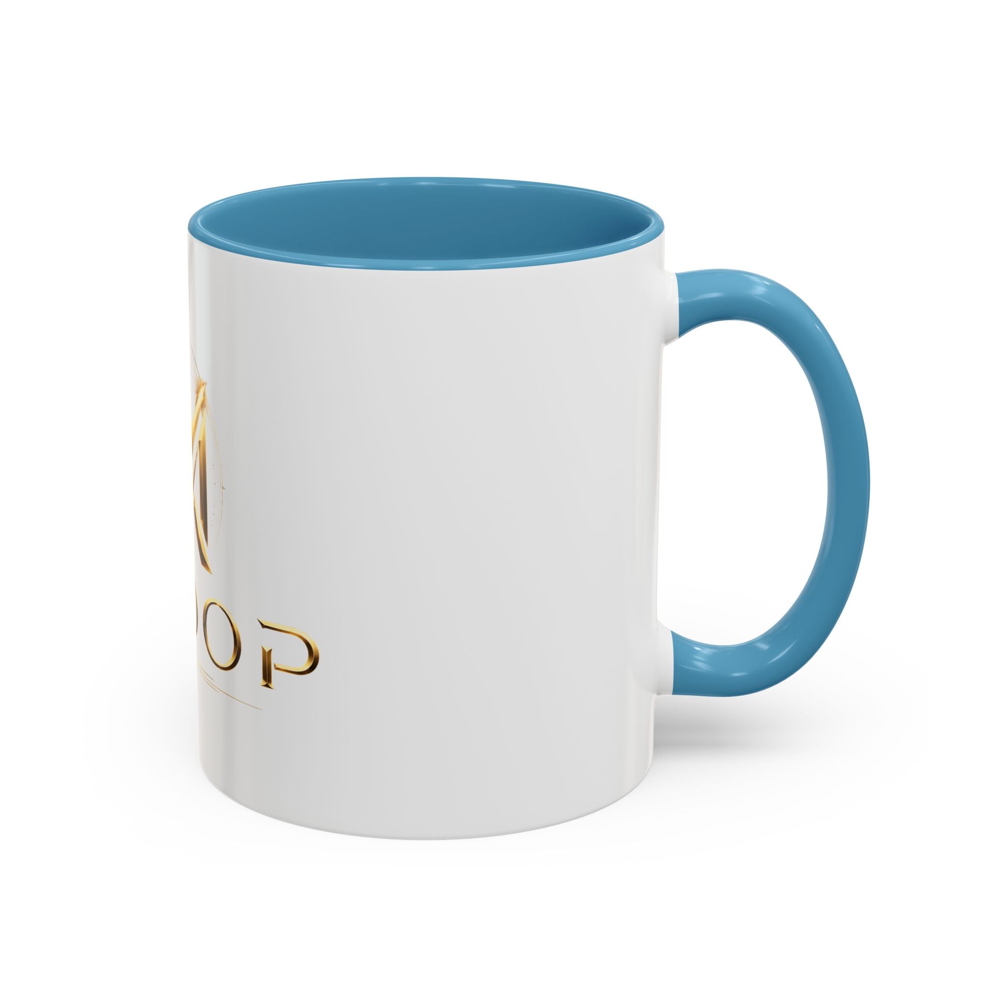 Gold MODOP Logo Accent Coffee Mug — 11oz Branded Ceramic Mug